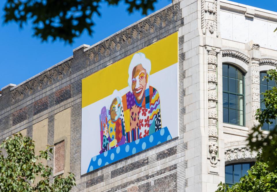 Cleveland Browns star Myles Garrett's late grandmother, Juanita Garrett, is featured in a mural in Playhouse Square in downtown Cleveland. Lauren Pearce is the artist.