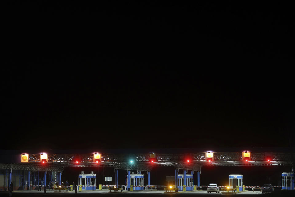 The border crossing between Croatia and Hungary in Gorican, Croatia is seen on Sunday, Jan. 1, 2023. More than nine years after Croatia became the European Union's newest member, it is switching to the EU's common currency, the euro, and joining Europe's passport-free travel Schengen area. (AP Photo/Armin Durgut)