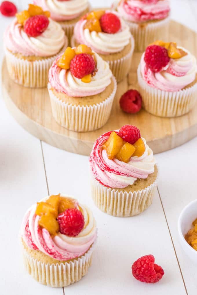 Peach Melba Cupcakes