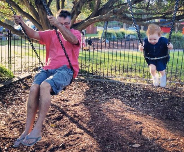 Nick Jacenko pictured with Roxy's daughter Pixie on a swing set. Photo: Instagram