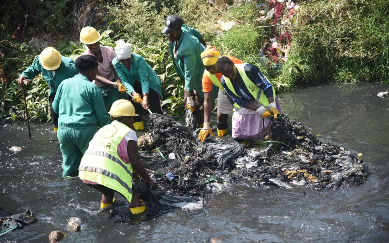 The Komb Green Solutions volunteers discovered nine foetuses and newborns in just one 350-metre section of the Nairobi River as they cleared rubbish from the water - Evans Habil/The Daily Nation