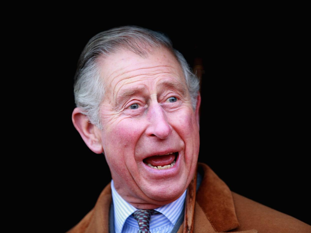 Prince Charles with a surprised expression on his face