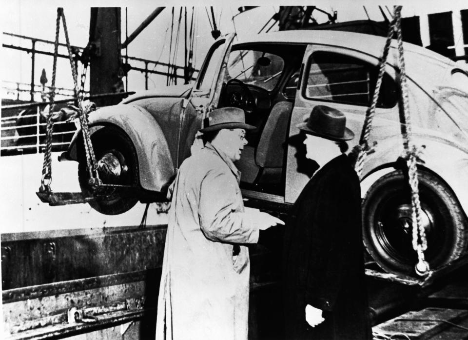 The first two US-bound Volkswagen Beetles arrived in New York by freighter Jan. 17, 1949.