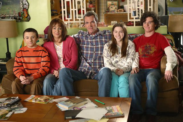 <p>Michael Ansell/Walt Disney Television via Getty</p> Atticus Shaffer, Patricia Heaton, Neil Flynn, Eden Sher, and Charlie McDermott in 'The Middle'