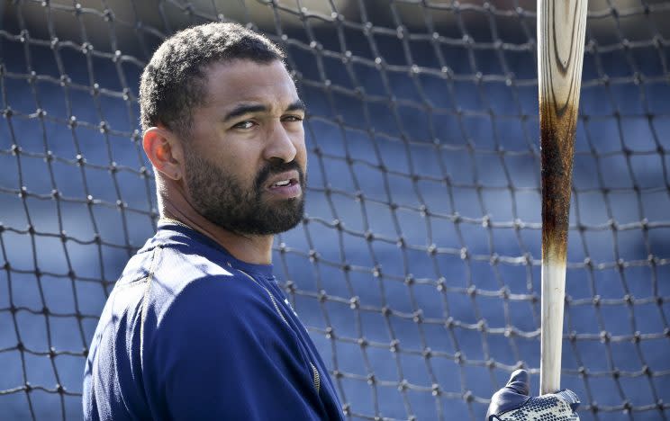 Matt Matt Kemp'is leaving San Diego behind after putting his 11.5M Poway mansion up for auction. (AP)