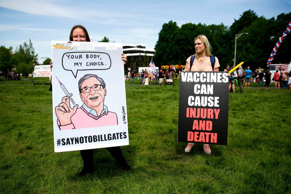 coronavirus protest bill gates anti-vaccine