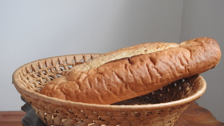Stale bread in a basket