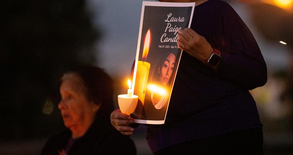 A candlelight vigil honored Laura Candia, 20, of Immokalee, and 79 other domestic violence victims at the Immokalee Library in Immokalee on Thursday, Oct. 26, 2023. Candia was shot and killed on Sept. 16, 2023, in what authorities say was a domestic violence incident.