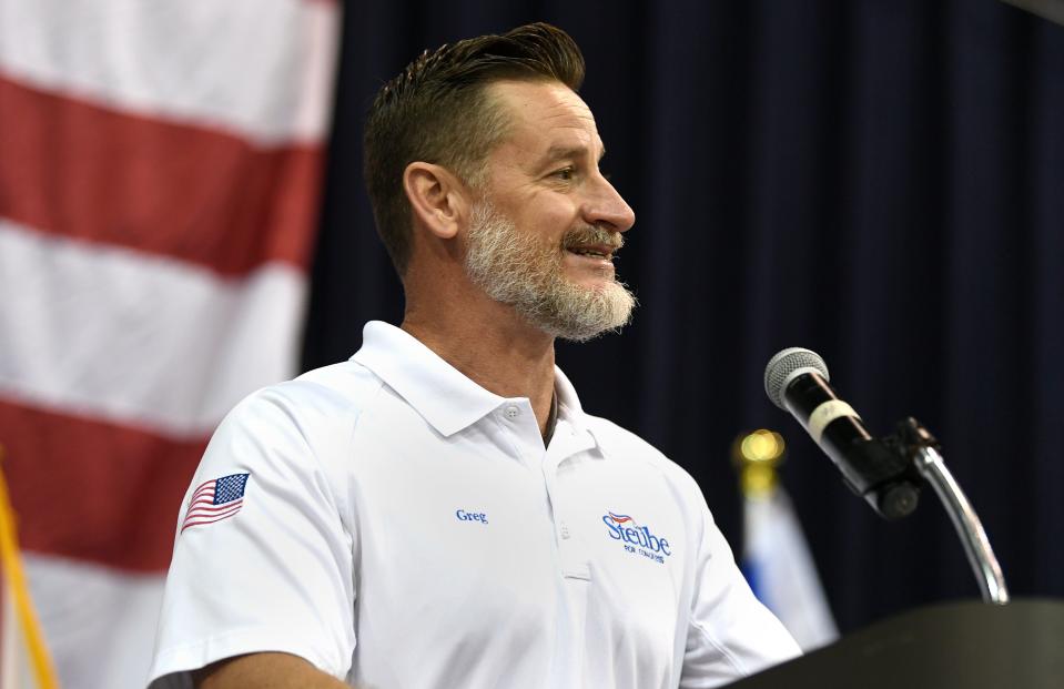 U.S. representative for Florida's 17th congressional district William Gregory Steube was one of the many speakers during Saturday's Sarasota County Republican Candidates annual "Pie Rally" held at Robarts Arena in Sarasota.