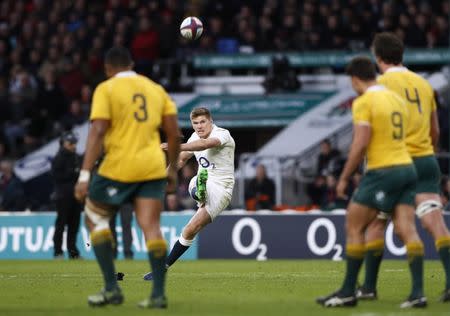 Britain Rugby Union - England v Australia - 2016 Old Mutual Wealth Series - Twickenham Stadium, London, England - 3/12/16 England's Owen Farrell kicks a penalty Reuters / Stefan Wermuth Livepic