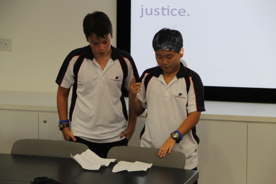 Students attending an opening brief at the Stamford American International School (Yahoo! photo)