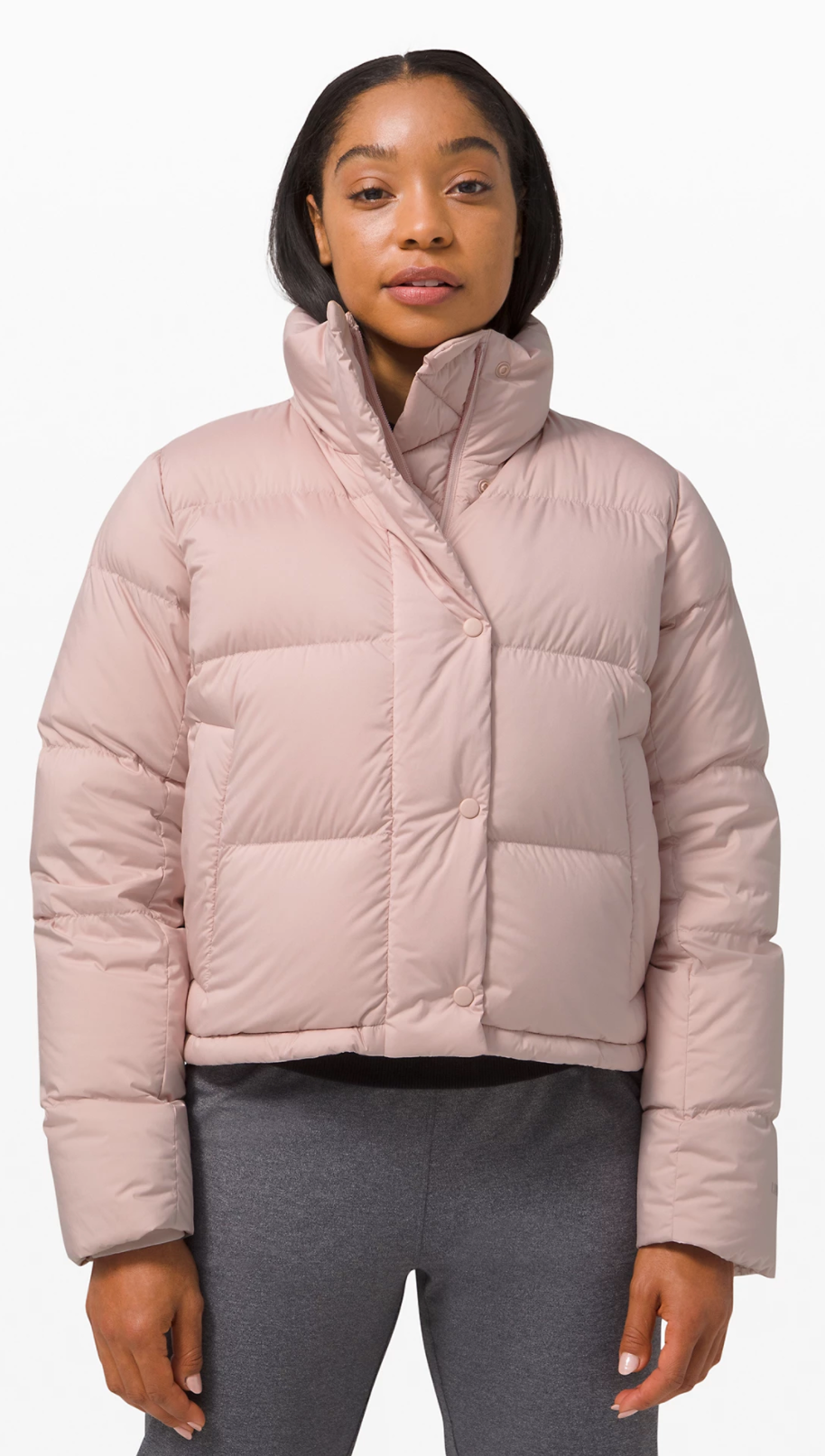 Wunder Puff Cropped Jacket in Pink Fawn (Photo via Lululemon Athletica) 