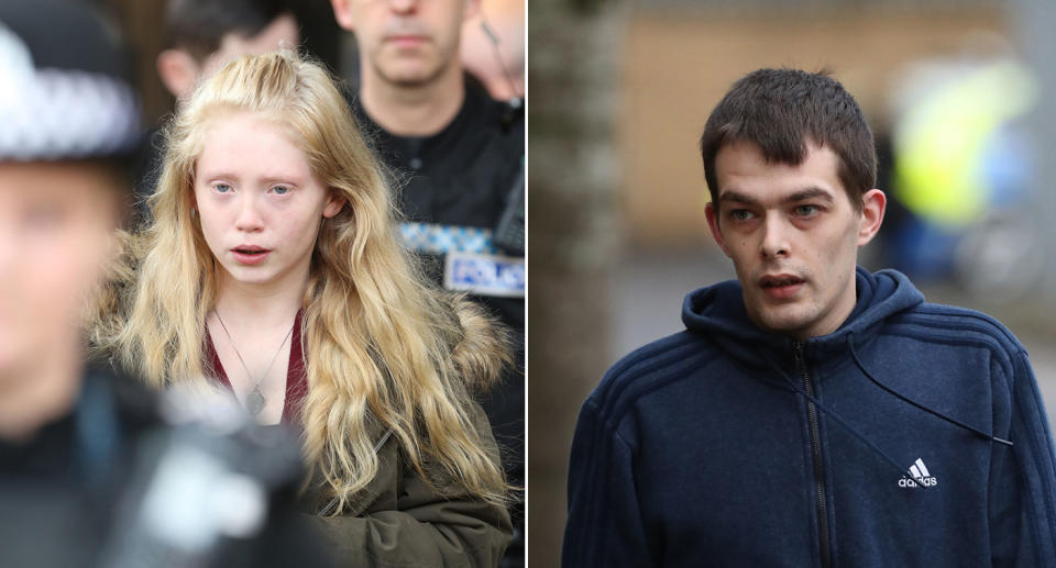 Alesha’s parents Georgina Lochrane and Robert MacPhail leave court in Glasgow (PA Images)