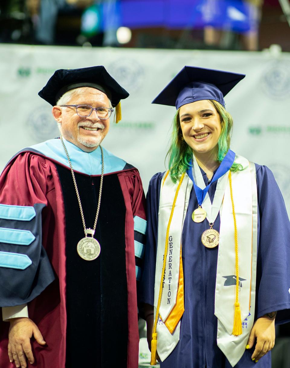 Middlesex College President Mark McCormick and valedictorian Kimberly Christina Garcia at Thursday's graduation ceremony