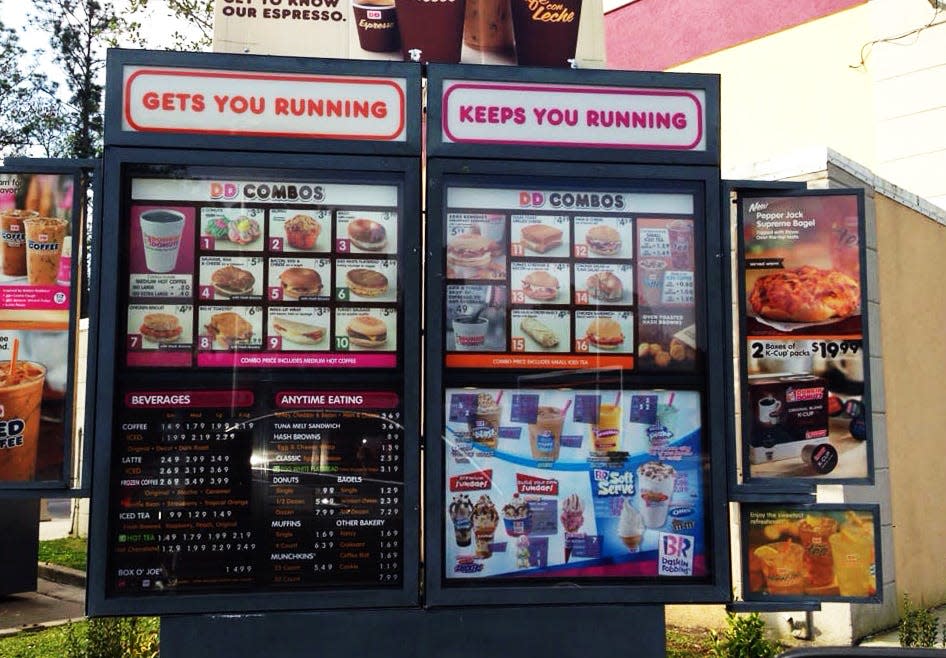 Dunkin drive-thru menu board