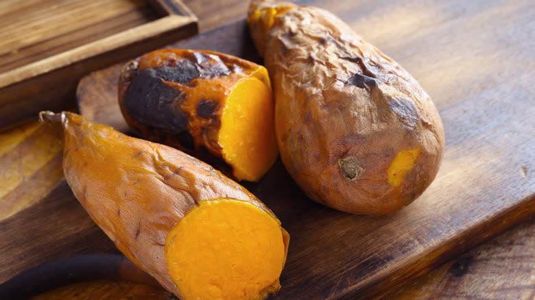 Roasted and baked sweet potatoes