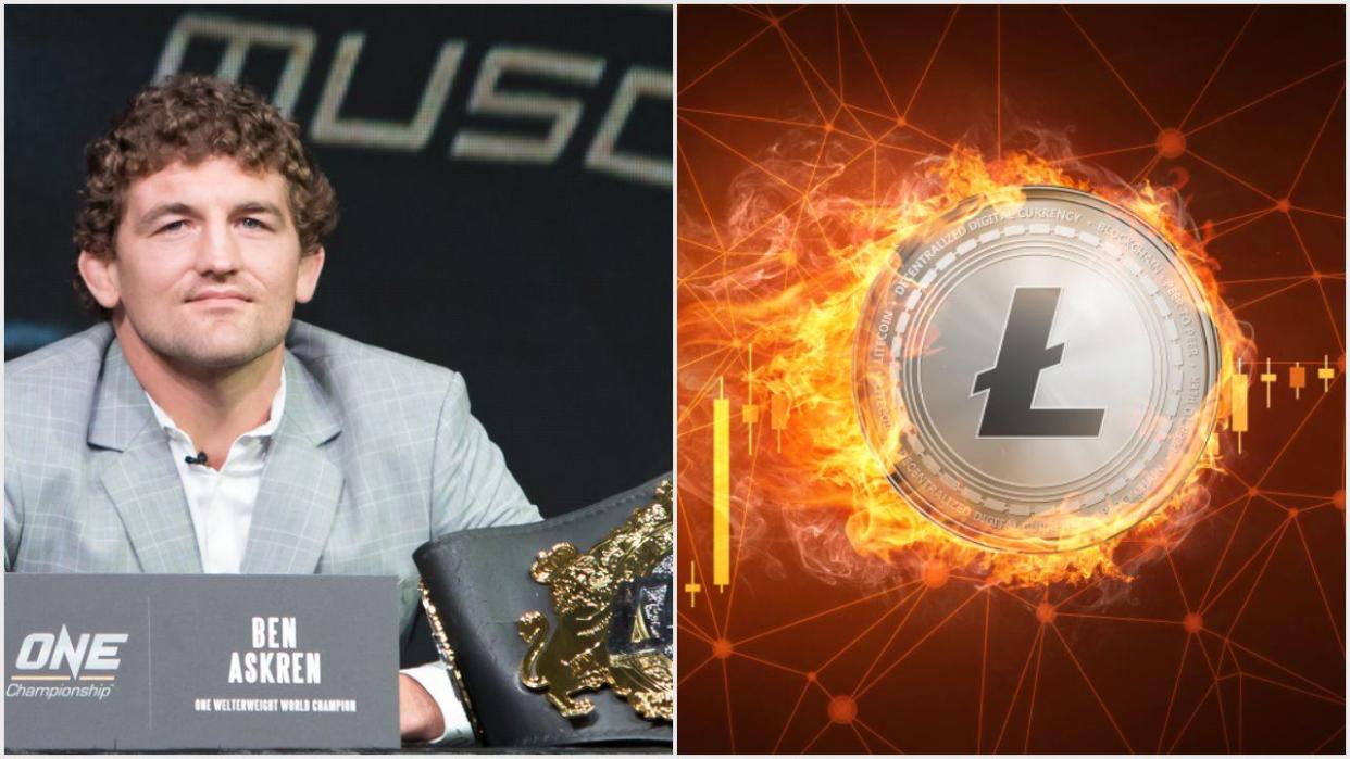 UFC fighter Ben Askren is a Litecoin disciple, and he's the first one to celebrate as the LTC price once again surpasses the $100 threshold. | Source: (i) Shutterstock (ii) Shutterstock; Edited by CCN