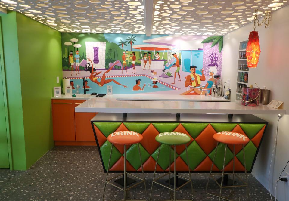 The indoor bar at the Shag House during Modernism Week in Palm Springs, Calif., Feb. 23, 2024.