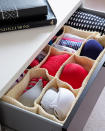 Organise your underwear, socks and tights in handwoven storage with compartments and save yourself from frantic searches in a messy drawer. You’ll never wear odd socks again!