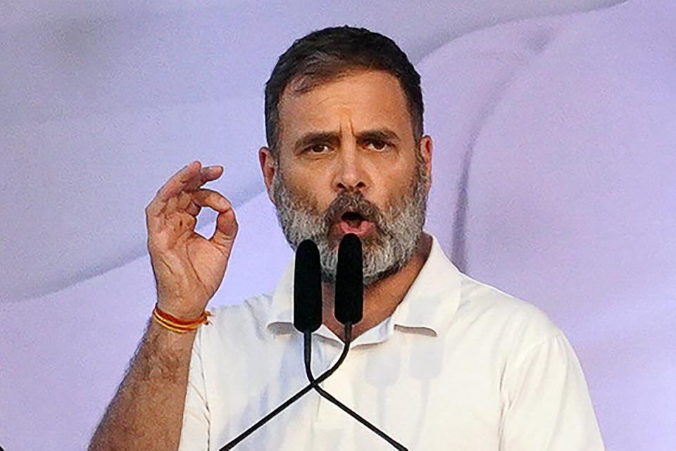 Rahul Gandhi speaks during a rally in Pune (AFP via Getty)