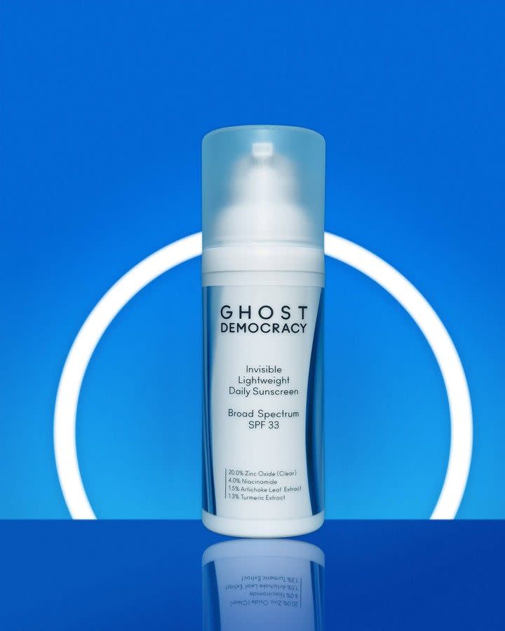 <p><a href="https://go.redirectingat.com?id=74968X1596630&url=https%3A%2F%2Fwww.ghostdemocracy.com%2Fproducts%2Finvisible-lightweight-daily-sunscreen-spf33&sref=https%3A%2F%2F" rel="nofollow noopener" target="_blank" data-ylk="slk:Shop Now;elm:context_link;itc:0;sec:content-canvas" class="link ">Shop Now</a></p><p>Invisible Daily Face Sunscreen</p><p>$35.00</p><p>ghostdemocracy.com</p><span class="copyright">Product Shot Image</span>