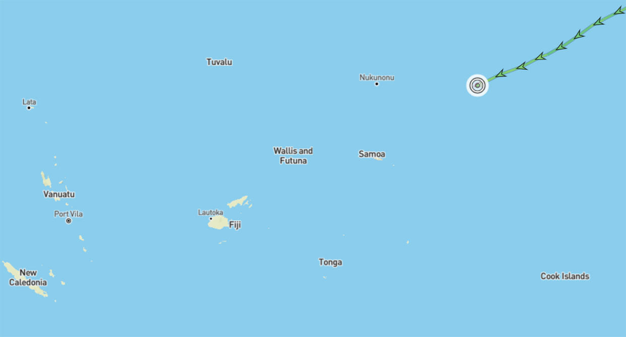 Marine tracking data shows the Amadea superyacht headed towards Nadi, Fiji. Source: Marine Traffic