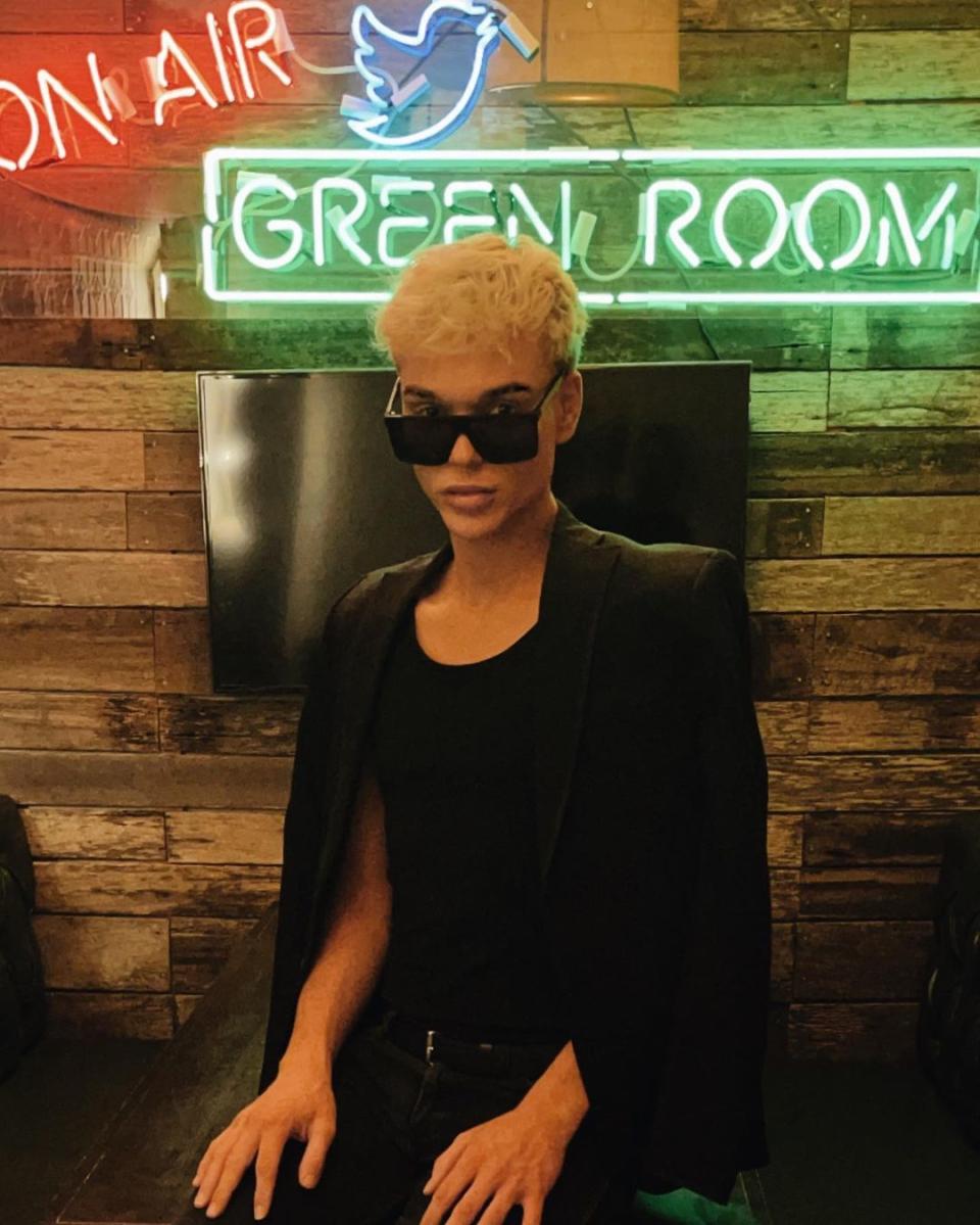 Jack Vidgen poses in all black outfit