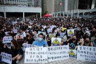 Members of Hong Kong's medical sector attend a rally to support the anti-extradition bill protest in Hong Kong