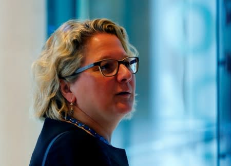 Germany's Enironment Minister Svenja Schulze arrives at the party's headquarters in Berlin