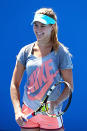 <p>Bouchard is all smiles off the court.</p>