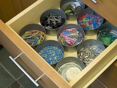 Small Cans As Drawer Organizers