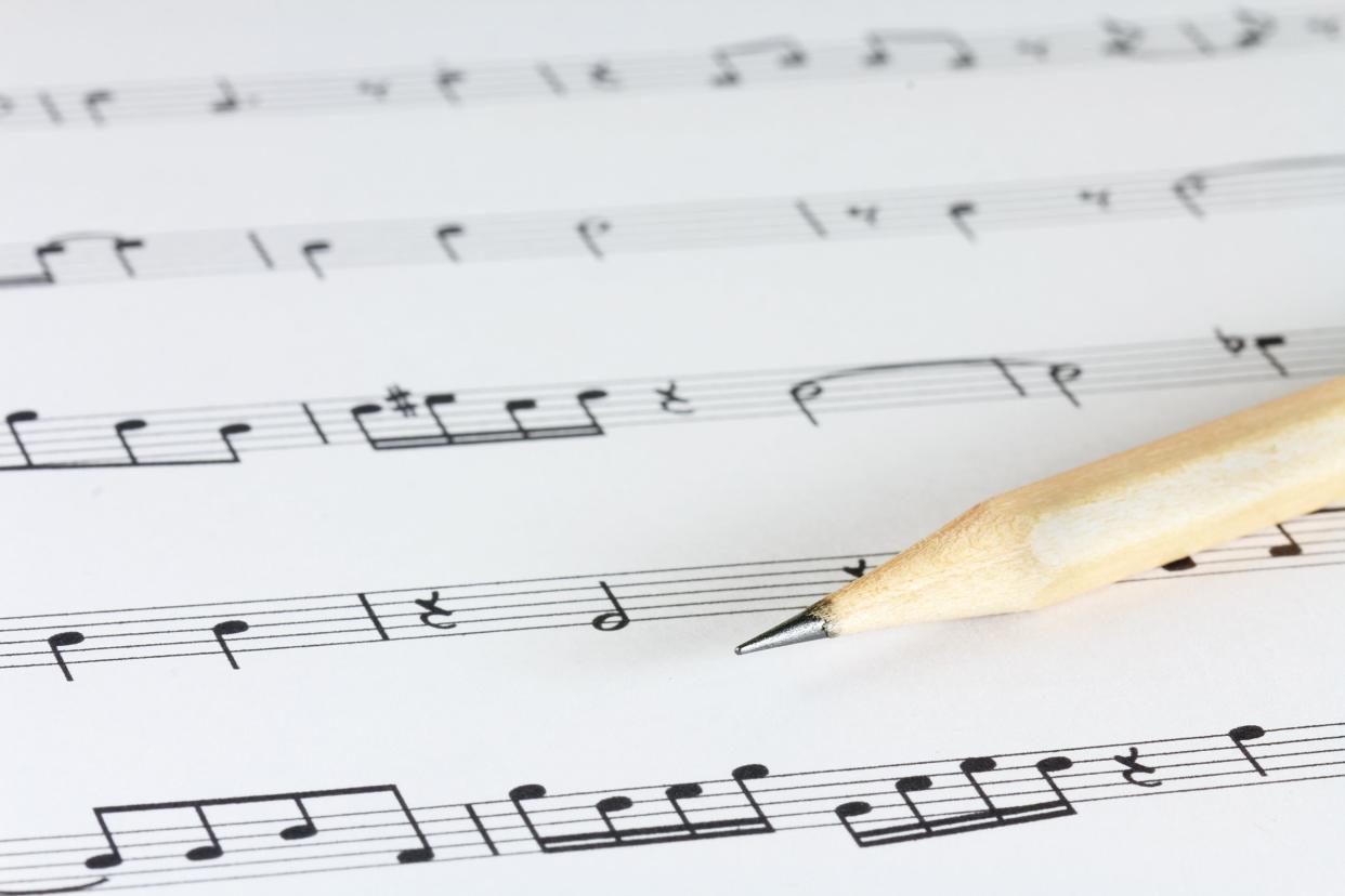 music sheet with pencil