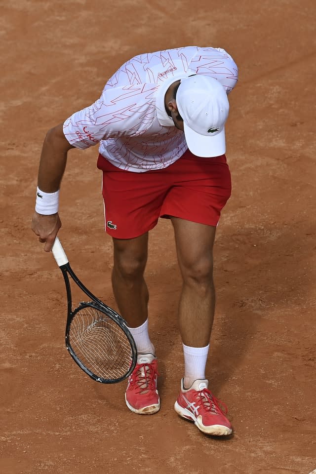 Novak Djokovic broke his racket during a match in Rome