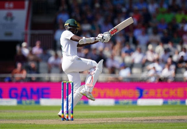 Kagiso Rabada pulls against England