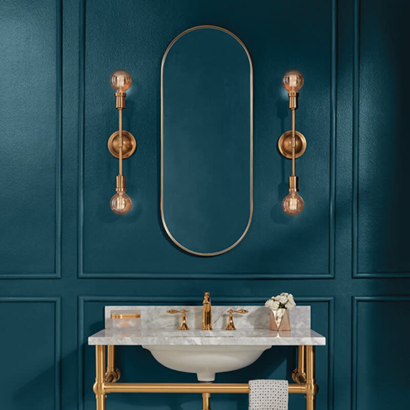 Everglade Deck, a rich midnight blue on bathroom walls