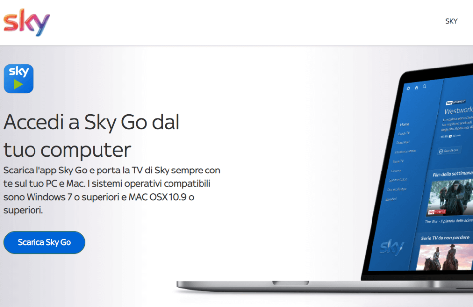 Da alcuni giorni SkyGo non è più raggiungibile attraverso i normali browser web, ma bisogna scaricare la nuova applicazione e collegarsi esclusivamente attraverso questa.