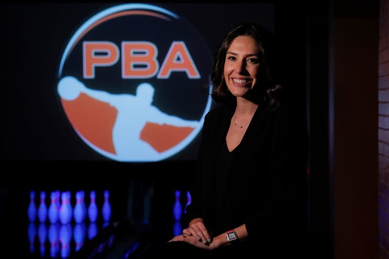 Professional Bowling Association CEO Colie Edison poses at Bowlmor Lanes in New York