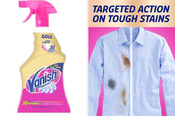 Blast through the grime and stains on clothes, sheets, and other soft surfaces with Vanish's 48%-off Oxi Action spray.