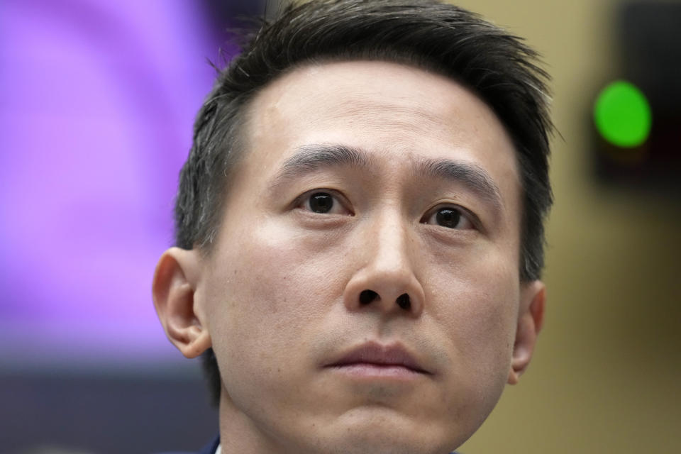 TikTok CEO Shou Zi Chew testifies during a hearing of the House Energy and Commerce Committee, on the platform's consumer privacy and data security practices and impact on children, Thursday, March 23, 2023, on Capitol Hill in Washington. (AP Photo/Alex Brandon)