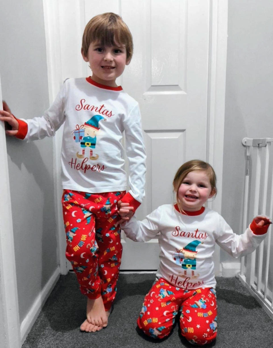 CATERS NEWS (PICTURED L-R Charlotte and James ) Meet the Christmas-mad mum who dresses her children up in a different festive-themed outfit every day of DecemberMum-of two, Katy Warburton, has bought more than 340 festive outfits for her children over the past seven years, to celebrate the run up to the big day in style. Katy, from Wolverhampton, West Midlands, started the annual tradition in 2016 to mark her son's first Christmas.The 36-year-old mum also ensures son James, six and his little sister Charlotte, three, enjoy a daily Christmas catwalk showing off their impressive collection of seasonal sweaters, whilst revealing the family also have dozens of sets of matching pyjamas. Katy has no plans to stop anytime soon: 