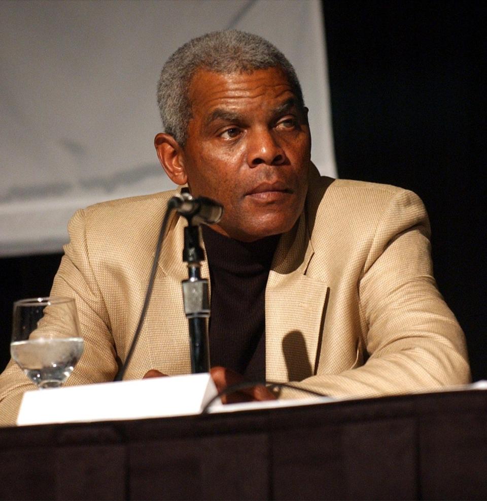 Marlin Briscoe, former Denver Broncos and University of Nebraska-Omaha quarterback, listens during a Gridiron Luncheon featuring the Field Generals at the College Football Hall of Fame Tuesday Feb. 22, 2005 in South Bend, Ind. The Field Generals is an organization founded by, and composed of, NFL African American quarterbacks.