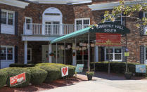 CORRECTS NAME TO TO KIMBERLY HALL SOUTH - Signs of encouragement for nursing home employees decorate the entrance to the Kimberly Hall South nursing home, Thursday, May 14, 2020 in Windsor, Conn. The coronavirus has had no regard for health care quality or ratings as it has swept through nursing homes around the world, killing efficiently even in highly rated care centers. Preliminary research indicates the numbers of nursing home residents testing positive for the coronavirus and dying from COVID-19 are linked to location and population density — not care quality ratings. (AP Photo/Chris Ehrmann)