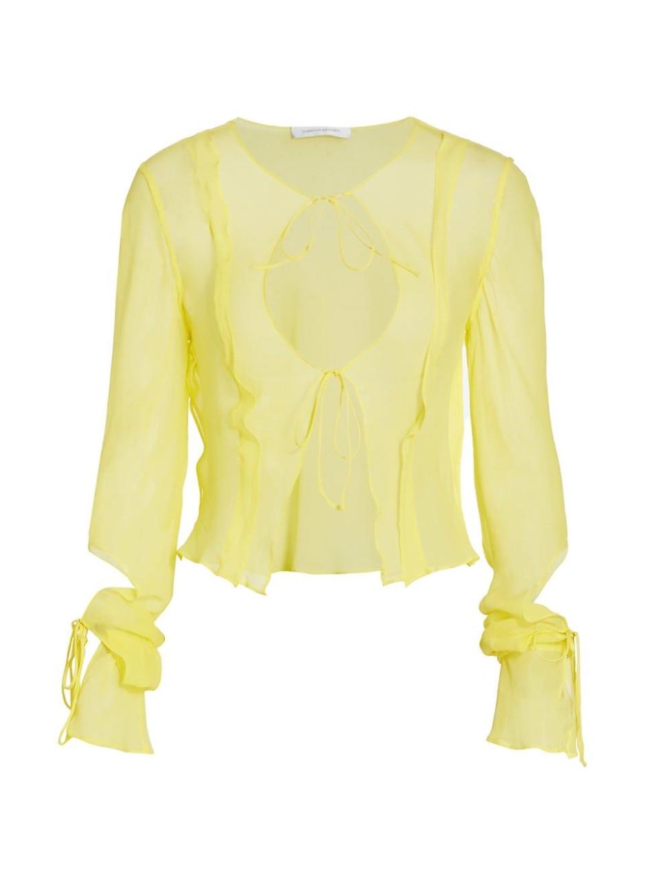 4) Tie Front Sheer Blouse