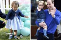 <p>Princess Charlotte wore her elder brother's classic cardigan during the Cambridges' 2016 royal tour of Canada. George donned the sweater the previous year, when Prince William brought him to the hospital to meet his newborn sister.<br></p>