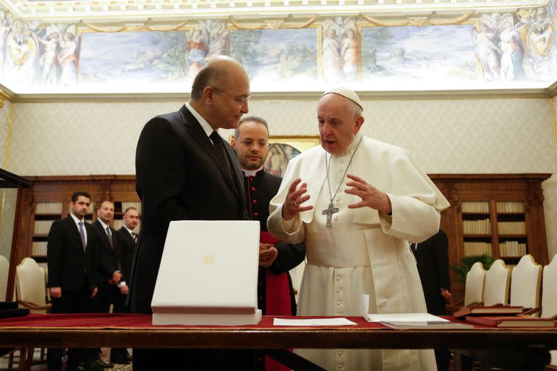 Pope Francis meets Iraqi President Barham Salih at the Vatican