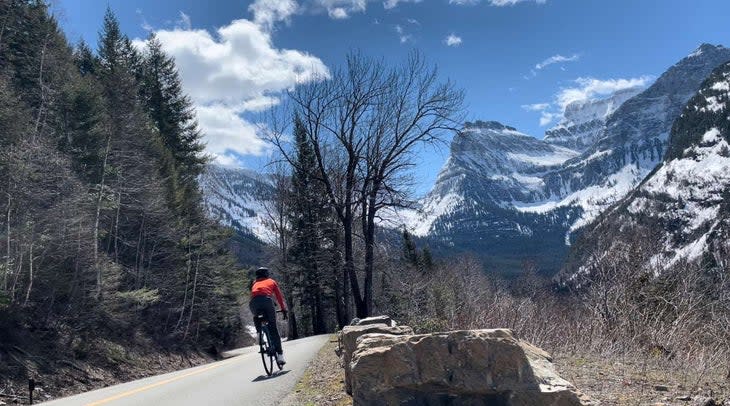 woman biking glacier park