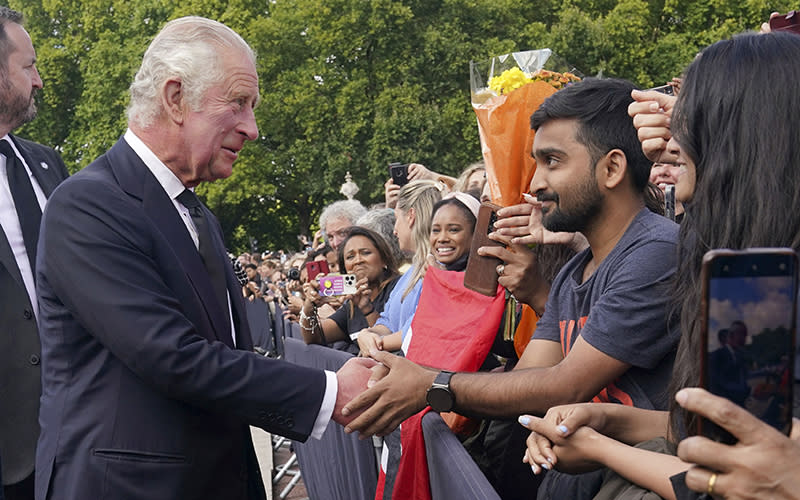 Britain's King Charles III greets well-wishers
