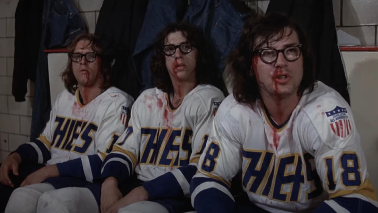  The Hanson Brothers in Slap Shot. 