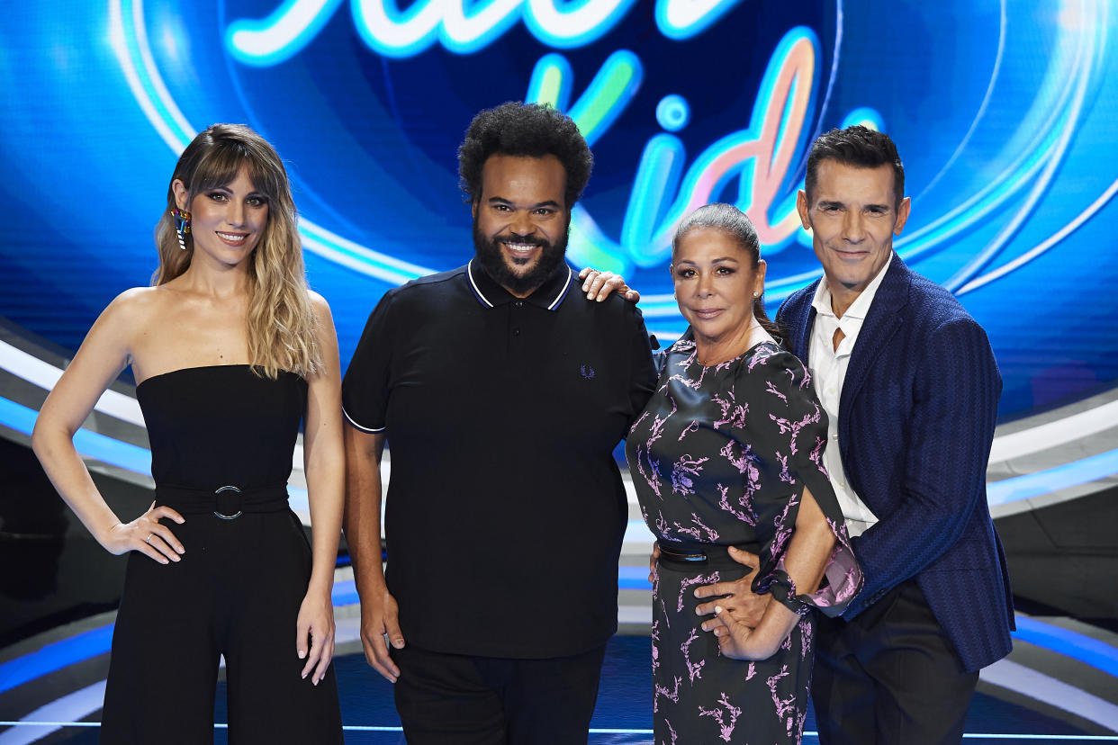 MADRID, SPAIN - OCTOBER 28:  (L-R) Edurne, Carlos Jean, Isabel Pantoja and Jesus Vazquez attend 'Idol Kids' Tv show presentation on October 28, 2019 in Madrid, Spain. (Photo by Carlos Alvarez/Getty Images)