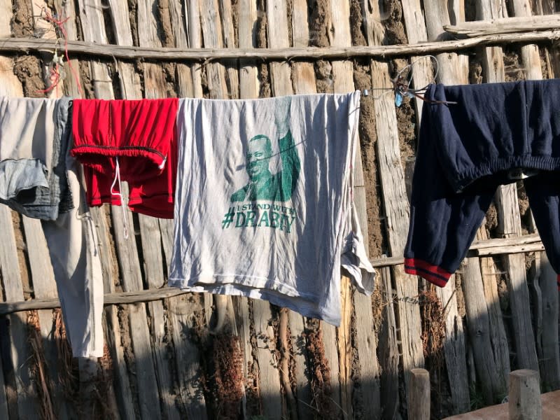 FILE PHOTO: A shirt supporting Ethiopian Prime Minister Abiy Ahmed hangs to dry on a line in the northern Ethiopian town of Debark